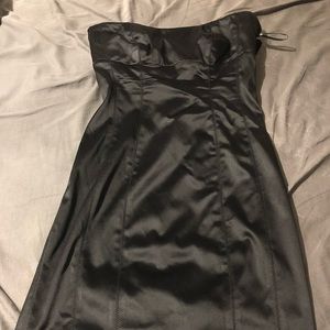 Black strapless Bebe dress